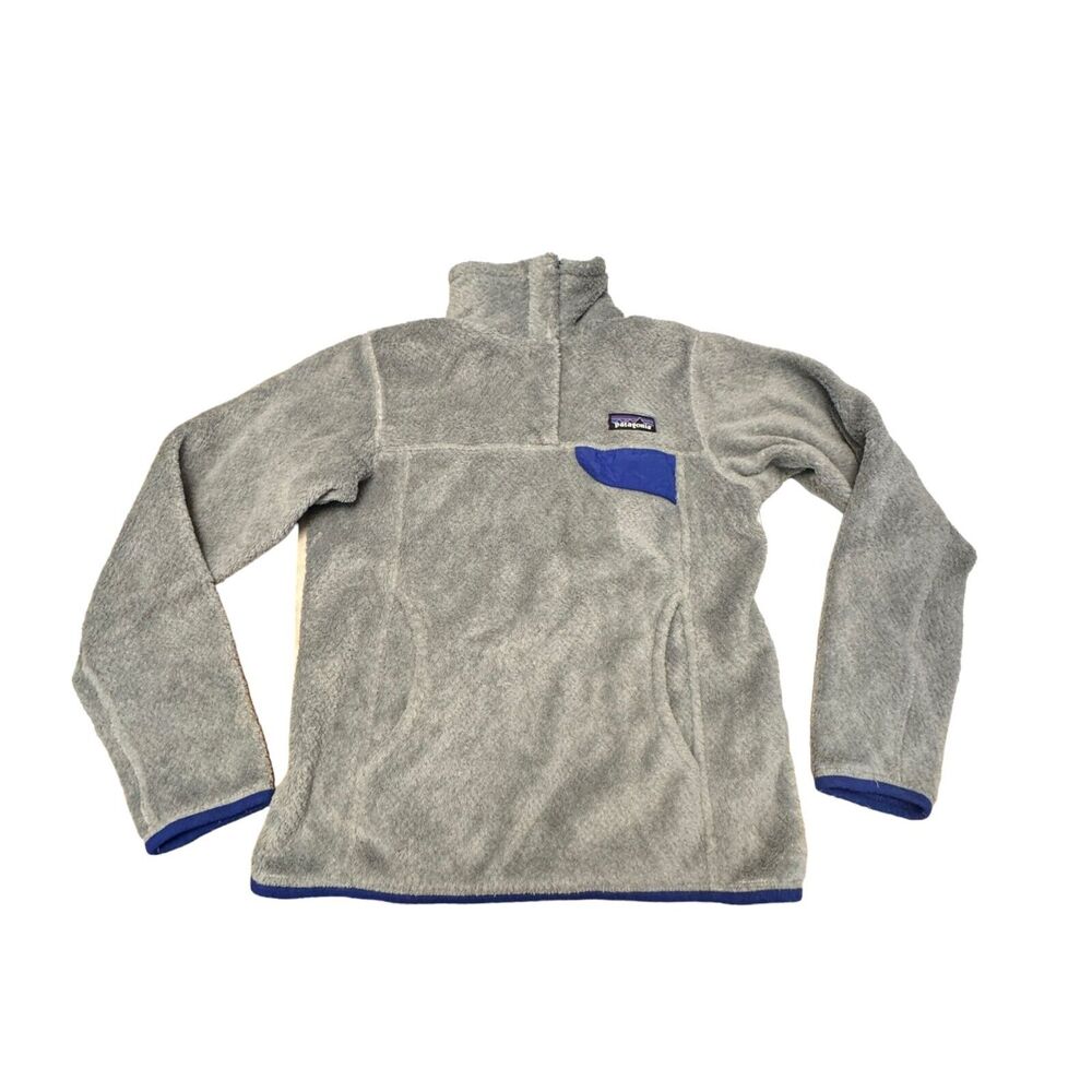 Patagonia Re Tool Snap-T Fleece Women XXS Gray Nickel Harvest Moon Blue Pullover